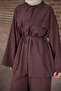 Brown Striped Shirt and Trousers Set - 4