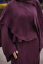Plum Shawl Detailed Skirt Suit - 5