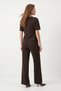 Coffee-Colored Tie-Dye Blouse and Pocketed Wide-Leg Glitter Pants Set 2893 - 2