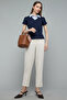 Collar Detail Knit Top with Short Sleeves - 3