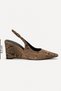 Women's Gold Brown Snake Patterned Pointed Toe Wedge Heeled Stylish Shoes - 4