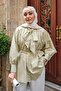 Women's Collared and Waist-Tied Blouse Green - 3