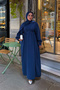 Women's Side Tie Detailed Crew Neck Dress Navy Blue - 2