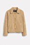 Beige Suede Women's Genuine Leather Classic Collar Buttoned Jacket - 5