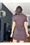 Brown Polo Collar Zippered Modal Dress - 4