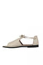 Gray Black Leather Women's Flat Sandals - 4