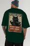 For the Love of Cats 113 Cat Printed Green Oversize T-Shirt 100% Cotton Unisex Cat Lover Premium Design - 5