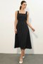 Women's Strappy Polka Dot Black Dress - 2