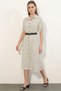 Women's Shirt Collar Belted Short Sleeve Polka Dot White Dress - 3