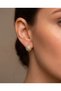 Aurona Round Zircon Stone Sun Motif Minimal Hoop Steel Xuping Earrings - 2