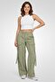 Women Regular Fit Solid Cargo Pants, Light Olive - 2