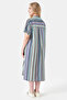 40293 Blue Cotton Soft Fabric Striped Dress - 3