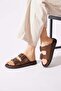 Retale Double Buckle Gold Detailed Women's Slippers Brown Suede - 2