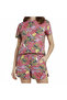 Women's Pink Tropical Print Cotton Short Set