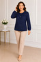 Women's Middle Age and Above Polka Dot Patterned Elastic Sleeves Combed Cotton Mother Blouse 1603 - 3