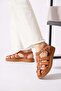Tolas Caged Buckle Genuine Leather Women's Sandals Tan Skin