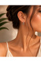 Steel Hoop Earrings Silver Color Zircon Stone Burgu Design Modern Women's Earrings - 2