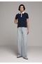 Regular Fit Polo Neck Plain Women's Navy Blue Short Sleeve T-Shirt - 3