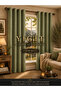 114 Green 1/2 Filled Velvet Textured Sapphire Eyelet Rustic Background Curtain