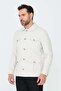 Stone Color Buttoned Linen 4-Pocket Seasonal Jacket Coat - 2
