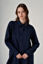 Embroidered Linen Suit with Trousers 1073 Navy Blue - 2