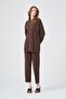 Women's Metal Ring Embroidered Double Suit Set Coffee 31385 - 5