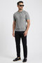 Gray Polo Collar Half Zipper Knitwear Men's T-Shirt - 6