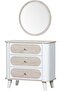 Swiss 3 Drawers Dresser With Mirror | Durable Vanity Table | Dressing Makeup DeskL80xW40xH78cm - Light Oak+White - 4