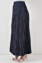 Women's Long Crinkled Skirt 1472 - Navy Blue - 2