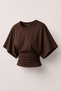 . Women's 100% Cotton Stretchy Bat Sleeve Fitted Waistline Crew Neck Summer Combed Cotton Sports T-Shirt - 6