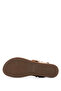 Women's Genuine Leather Tan Flat Sandals - 3