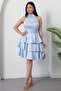 Halter Neck Layered Satin Dress Drp565 - 3