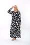 Women's Plus Size Black Point Patterned Viscose Combed Cotton Stylish Dress - 7