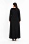 Women's Plus Size Black Kilim Pattern Collared Viscose Combed Cotton Stylish Dress - 4