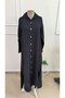 Women's Long Sleeve Collared Front Buttoned Wide Cut Detailed Long Dress - 4