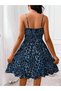 Women's Strappy Lightweight Round Neck Lace-Up Elastic Waist Leopard Pattern Short Single Jersey Dress - 2