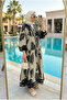 Women's Bohemian Patterned Layered Long Sleeve Hijab Dress - 2