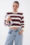 Women's Striped Patterned Button Closure Knitwear Short Cardigan 260516 - 265278 - 2