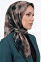 Women's Mink Petrol Floral Patterned Organic Cotton Soft Scarf