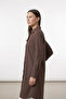 Graz Comfortable Fit Hidden Button Long Sleeve Terikoton Long Women's Shirt & Hijab Shirt - Brown - 4