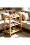 OneDcor Bamboo 3-Tier Rolling Cart, Natural Wood Storage Organizer with Wheels - 5