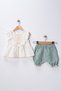 Kids Baby Girl Muslin Bluz Shorts Set Organic Cotton Lace Detail Summer Wear 6-24 Months - 2