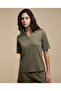 Textured Top With Collared Neck And Short Sleeves