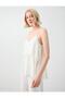 White Strappy Knitted Blouse with Lace Detail - 3