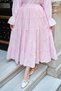 Women's Skirt with Sewing Details and Elastic Waist in Pink - 3