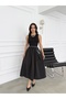 Women's Black Maxi Dress with Scarf Belt