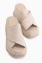 Razia Beige Cross-Strapped Wedge Heeled Women's Slippers - 4