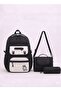 Licensed Twill Fabric Logo Cover Black School Backpack, Thermal Lunch Bag and Pen Holder