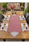 5-Piece Red Gingham Runner and Coffee Serving Set – Stylish Table Set with Lace Embroidery - 6