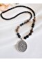 Tiger's Eye and Agate Natural Stone Disc Necklace 55 cm - 2